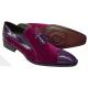 Duca 0240 Purple / Dark Fuchsia Cashmere Velvet / Polished Calfskin Loafers W/ Tassels