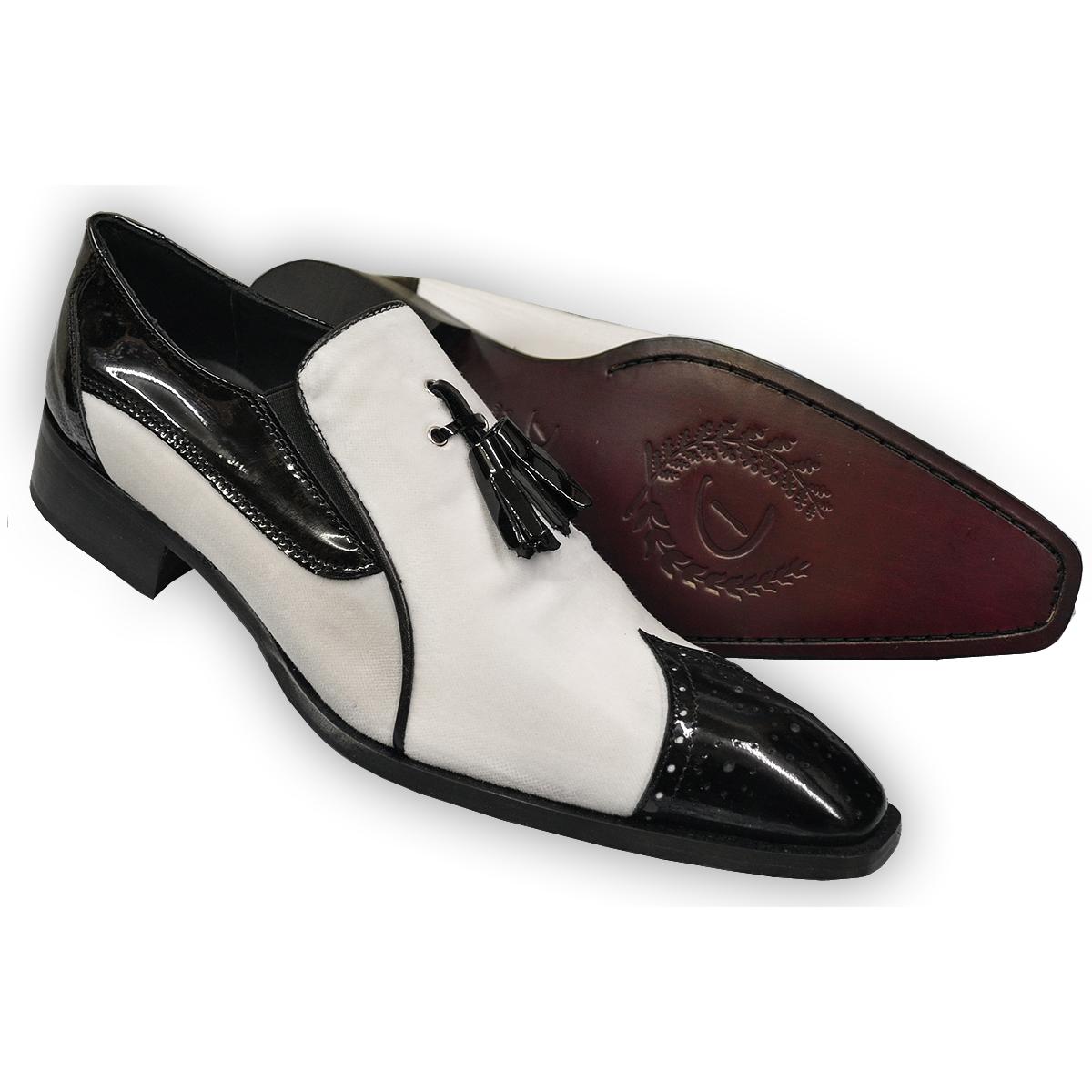 Duca 0240 Black / White Cashmere Velvet / Polished Italian Calfskin ...