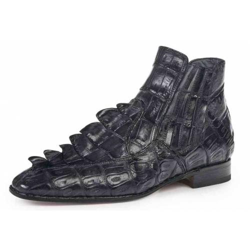 Mauri "4880"Charcoal Grey Genuine Baby Crocodile / Hornback Tail Hand Painted Boots