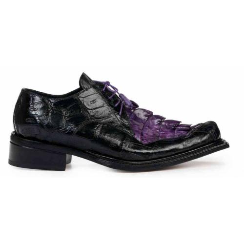 Mauri ''44209'' Violet /Black  Genuine Hornback Tail / Baby Crocodile Hand painted Contemporary Shoes