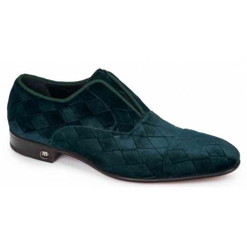 Mauri "4886" Green Genuine Fabric Diamond Pattern Shoes.