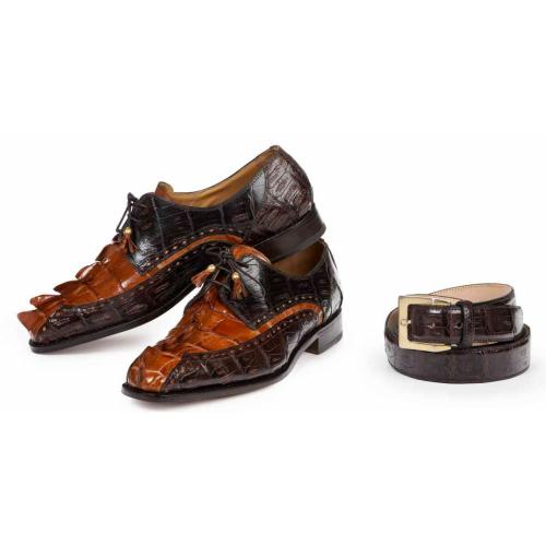 Mauri '4717/2'' Sport Rust Genuine Baby Crocodile Shoes And Matching Belt.