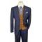Steve Harvey Navy Blue / Dark Camel Plaid Rayon Blend Vested Classic Fit Suit 218875SHS
