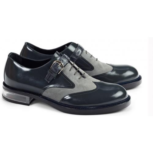 Mauri "4781" Three Tone Grey Genuine Crocodile / Suede / Calf Leather Shoes.