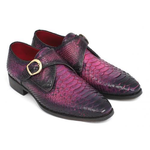 Paul Parkman "PT77PURP" Purple Genuine Python Single Monkstraps  Shoes.