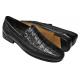 Lombardy Black Genuine Crocodile / Pebbled Lambskin Moc Toe Loafers A04