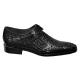 Lombardy Black All-Over Genuine Hornback Crocodile Lace-Up Dress Shoes M02