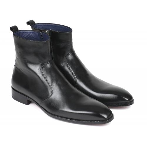 Paul Parkman ''BT485-BLK" Black Genuine Calf Skin Leather Side Zipper Boots .