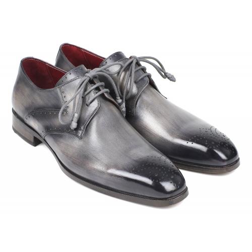 Paul Parkman '6584-GRY' Grey Genuine Leather Medallion Toe Derby Shoes.