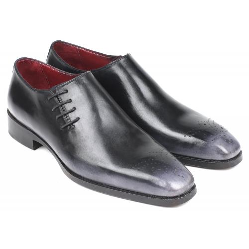 Paul Parkman ''857F25'' Burnished Grey Genuine Leather Side Lace Oxfords Shoes.