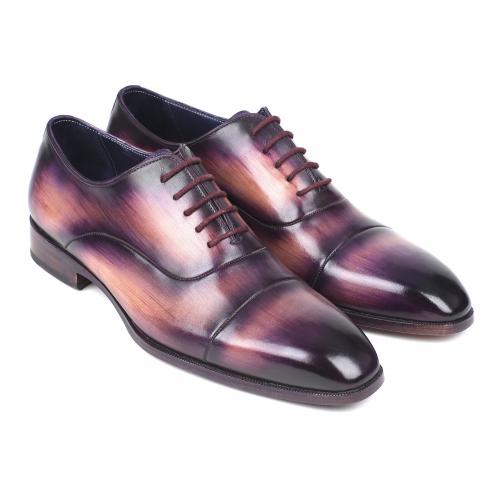 Paul Parkman ''1744-PRP'' Purple Genuine Leather Cap-Toe Oxfords Shoes.