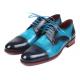 Paul Parkman ''046-TRQ'' Blue & Turquoise Genuine Bordeaux Leather Two Tone Cap-Toe Derby Shoes .