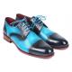 Paul Parkman ''046-TRQ'' Blue & Turquoise Genuine Bordeaux Leather Two Tone Cap-Toe Derby Shoes .