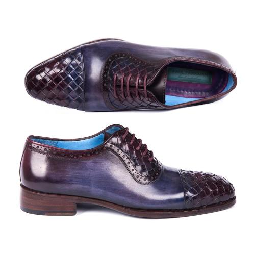 Paul Parkman ''49851-NAVY'' Navy & Purple Genuine leather Captoe Style Oxford Shoes.