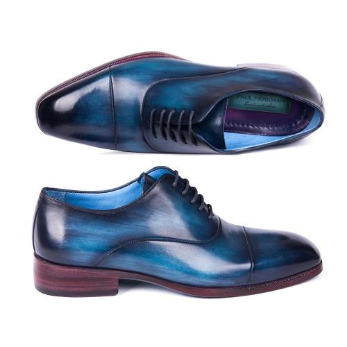 Paul Parkman ''1744-BTQ'' Blue & Turquoise Genuine Leather Captoe Oxfords Shoes.
