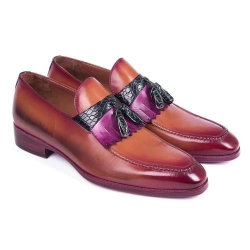 Paul Parkman ''5155-CPR'' Brown Genuine Crocodile  & Calfskin Leather With Tassel Loafers .