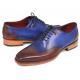 Paul Parkman ''81BLU57'' Welted Blue & Brown Genuine Leather Wingtip Oxford Goodyear Shoes .