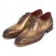Paul Parkman ''87OLV54'' Antique Olive Genuine Leather Wingtip Oxford Shoes.