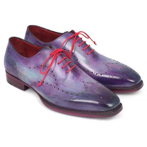 Paul Parkman ''87PRP11''Welted Purple Genuine Leather Wingtip Oxfords Goodyear Shoes.