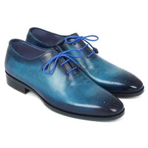 Paul Parkman ''VN82BL''Blue  Navy Genuine Leather Medallion Toe Oxfords Shoes.