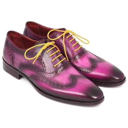Paul Parkman ''228-LI'' Lilac Genuine Calfskin Leather Wingtip Oxfords Shoes.