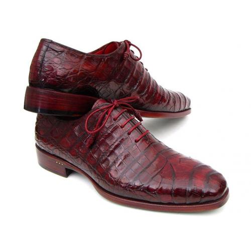 Paul Parkman ''23XF55'' Bordeaux Genuine Crocodile Leather Oxfords Shoes .