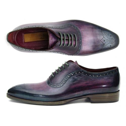 Paul Parkman ''PR88TT'' Purple / Navy Genuine Leather Medallion Toe Oxfords Shoes.