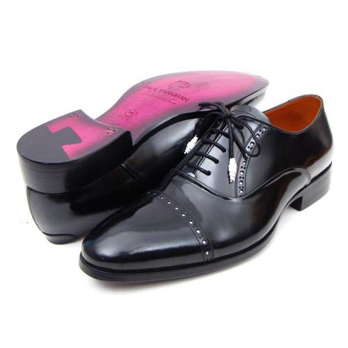 Paul Parkman ''78RG61'' Black Genuine Leather Captoe Oxfords Shoes.