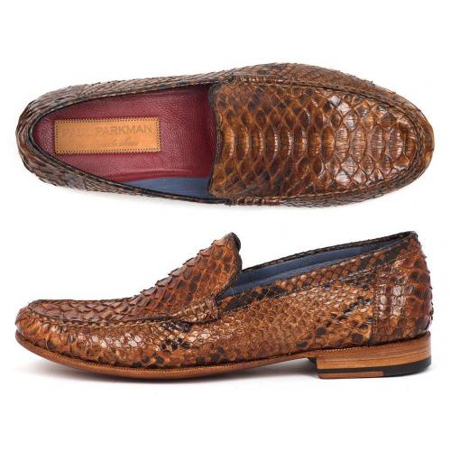 Paul Parkman ''YL41UT'' Brown / Tobacco Genuine Leather Python Leather Shoes.