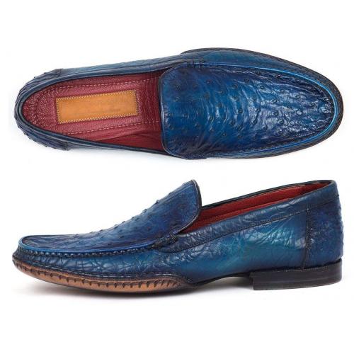 Paul Parkman ''YL94OPK'' Blue Genuine Genuine Ostrich Leather Shoes.