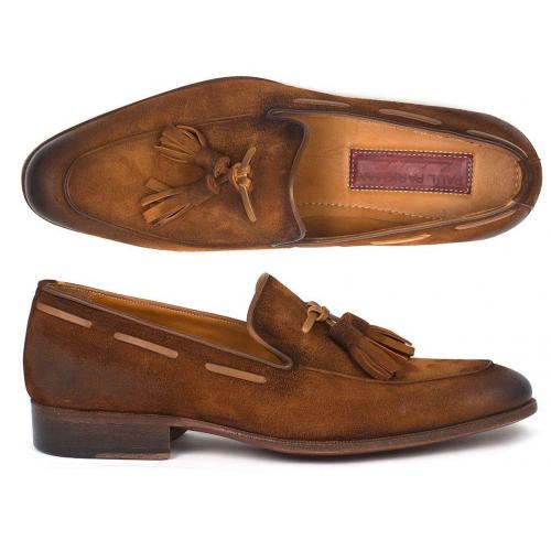 Paul Parkman ''TAB32FG'' Brown Genuine Leather / Suede Tassel Loafer.