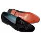 Zota Black Paisley Embossed Velvet Loafers With Leather Tassels G7041
