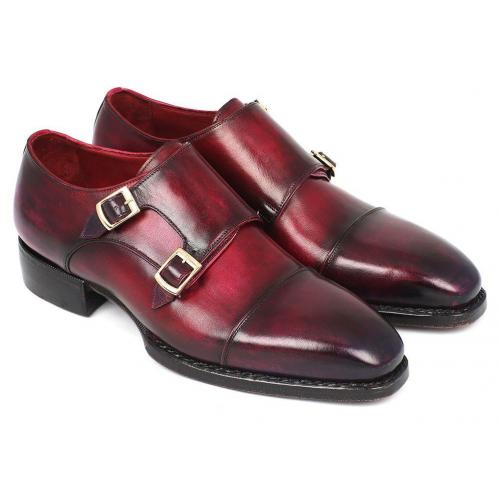 Paul Parkman ''LX77MNK'' Genuine Leather Cap Toe Monkstraps Shoes.