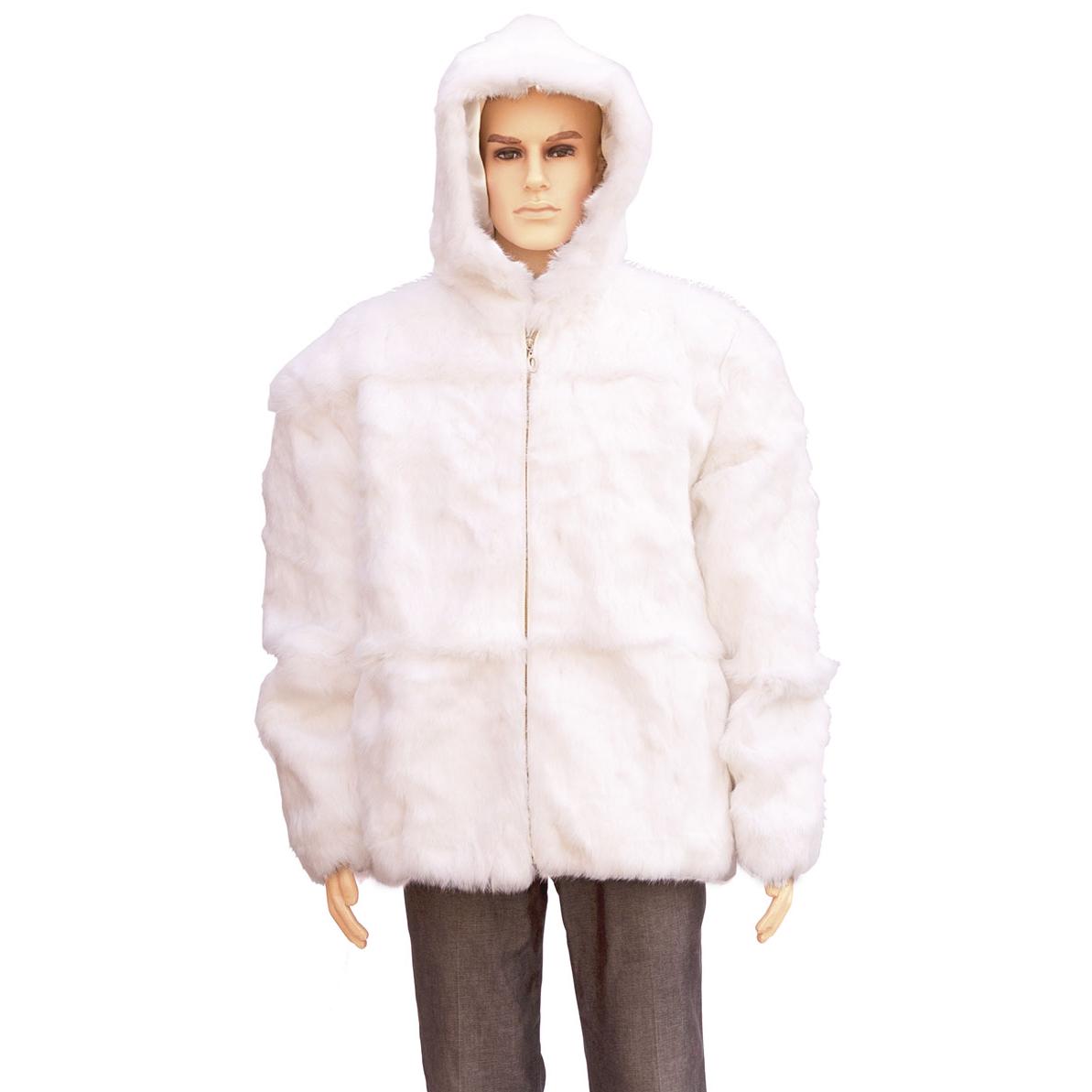 Winter Fur White Full Skin Rabbit Jacket With Detachable Hood M05R02WT ...