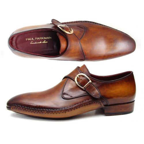 Paul Parkman ''69V5E'' Brown Genuine Leather Single Monkstraps Shoes.