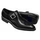 Carrucci Black Genuine Calfskin Leather Moc Toe Monk Strap Shoes KS479-06