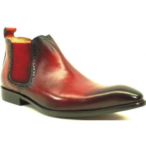 Carrucci Red Genuine Burnished Leather Chelsea Boots KB478-11 / KB503-11.