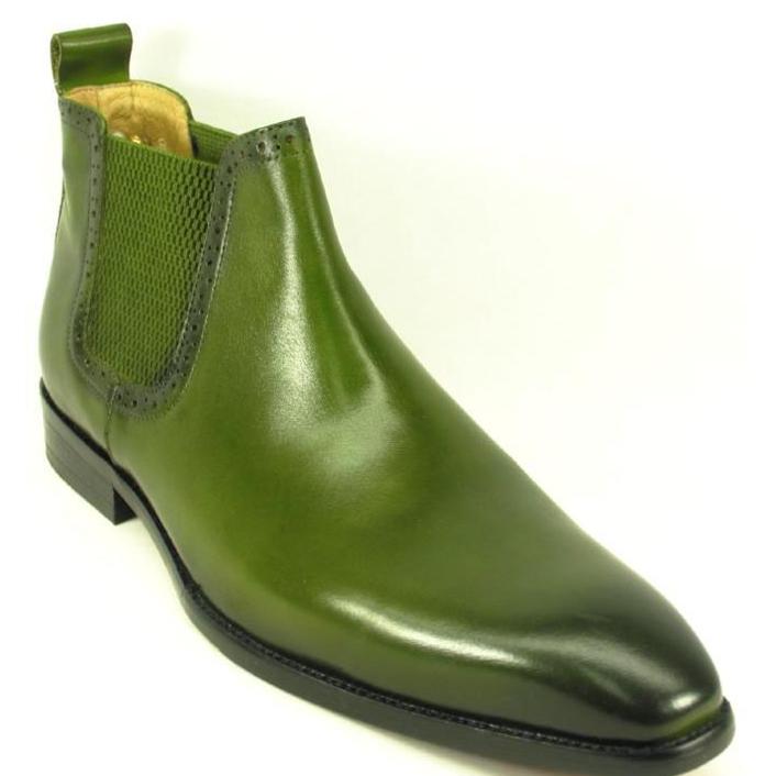 Carrucci Green Genuine Burnished Leather Chelsea Boots KB478-11. - $149 ...