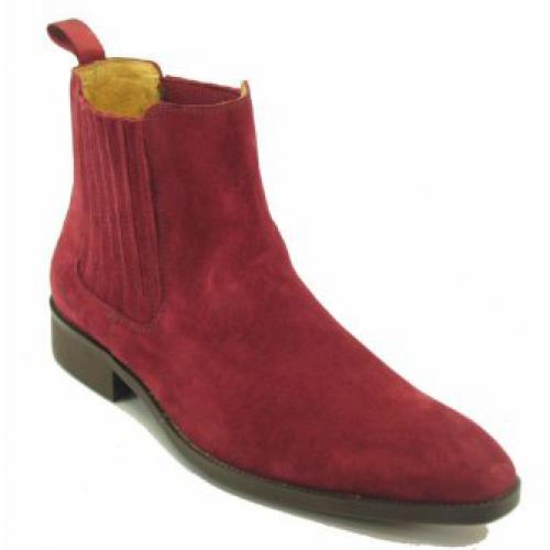 Carrucci Burgundy Genuine Suede Leather Chelsea Boots KB503-01S.