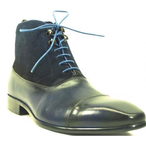Carrucci Navy Genuine Suede Leather Lace-Up Boots KB524-11SC.