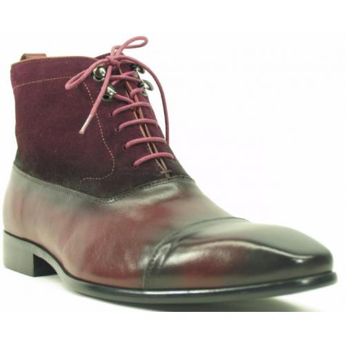 Carrucci Burgundy Genuine Suede Leather Lace-Up Boots KB524-11SC.