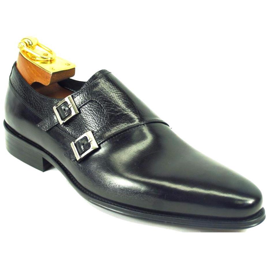 Carrucci Black Genuine Leather Double Monk Strap Shoes KS099-3003 ...