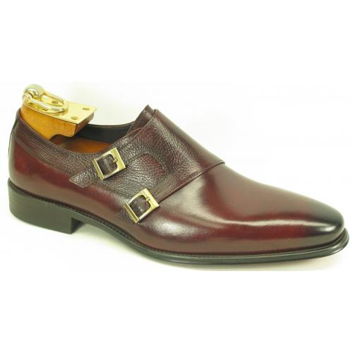 Carrucci Ox-blood Genuine Leather Double Monk Strap Shoes KS099-3003.