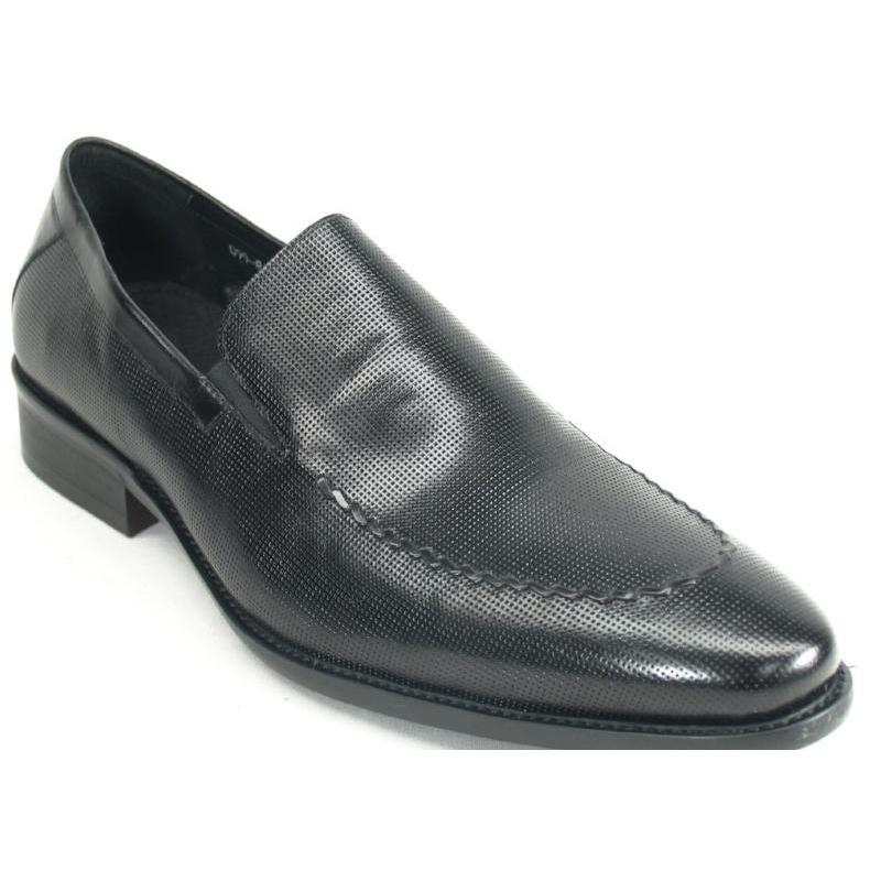Carrucci Black Genuine Leather Loafer Shoes KS099-812E. - $129.90 ...