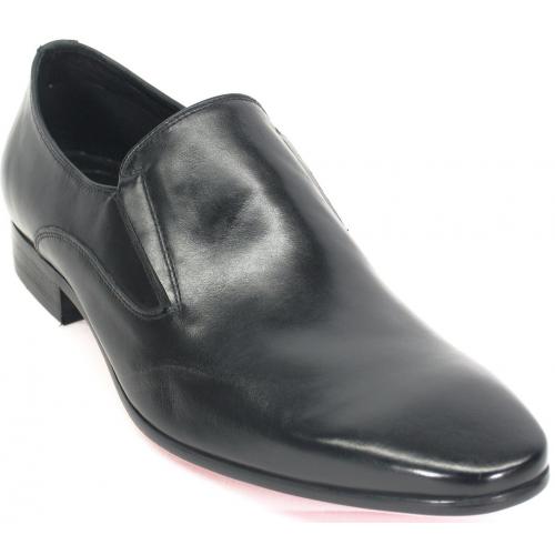 Carrucci Black Genuine CalfSkin Leather Loafer Shoes KS308-07.