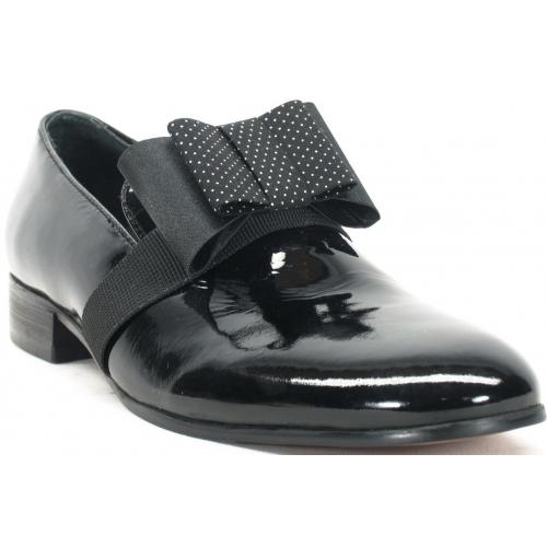 Carrucci Black Genuine Patent Leather Loafer Shoes KS475-02P.