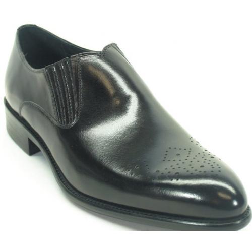 Carrucci Black Genuine Leather Loafer Shoes KS479-609.