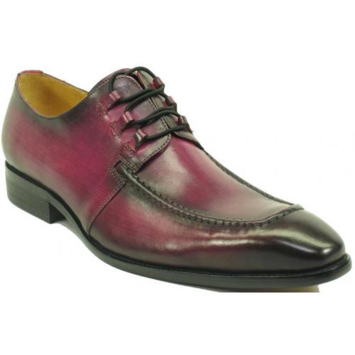 Carrucci Purple Genuine Leather Hand Paint Lace-up Shoes KS503-46.