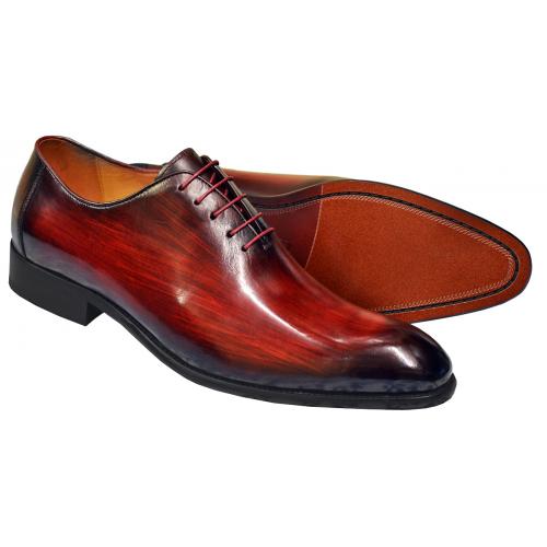 Carrucci Burgundy Genuine Calfskin Leather Oxford Lace-Up Shoes KS505-12.