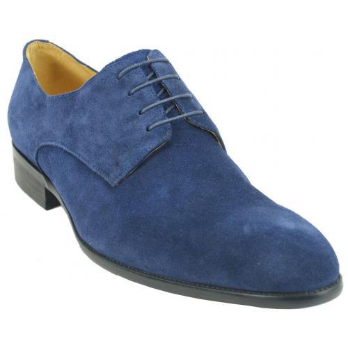 Carrucci Navy Genuine Suede Oxford Lace-Up Shoes KS505-14S.